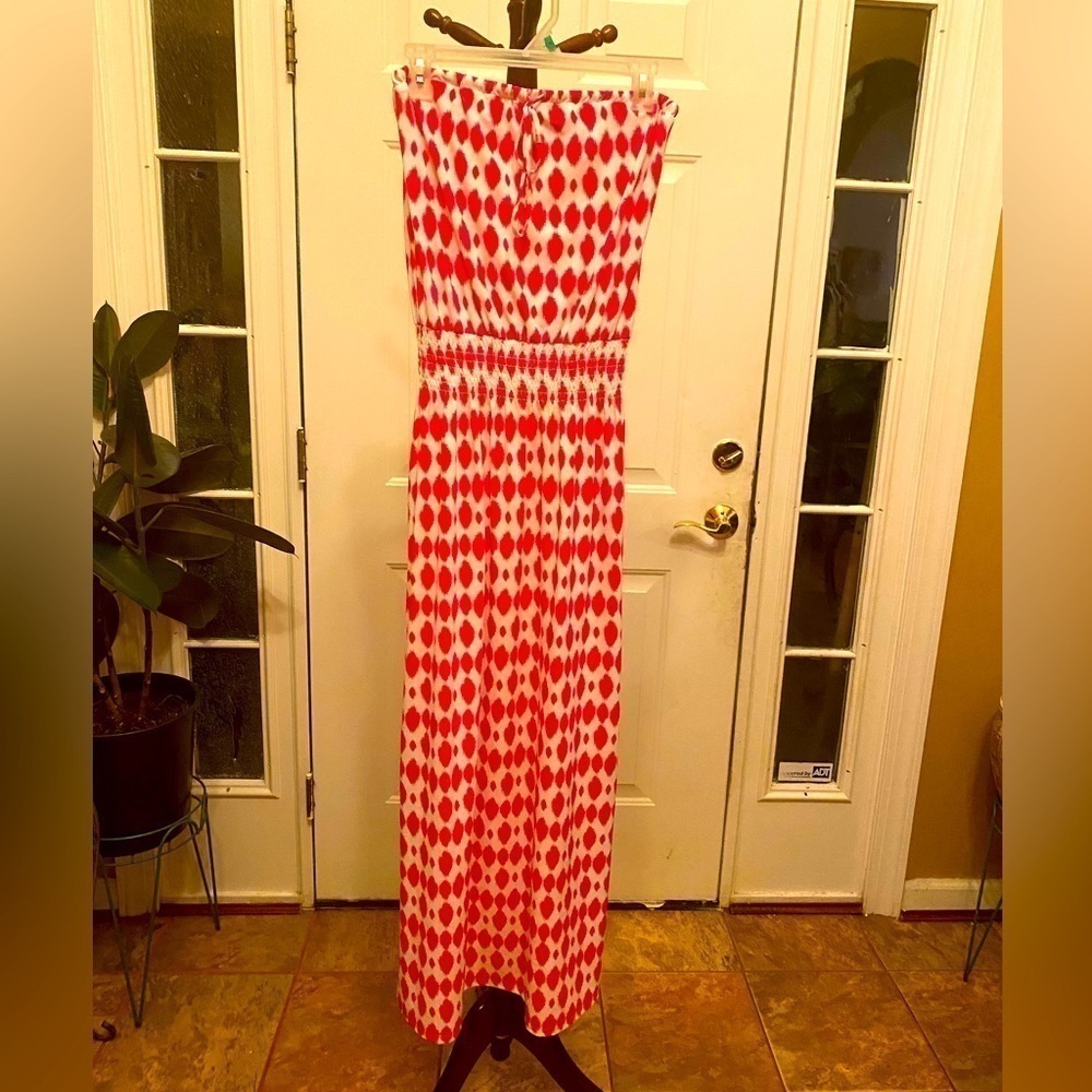 Jude CONNALLY STRAPLESS PINK & WHITE MAXI DRESS SIZE MEASUREMENTS PROVIDED